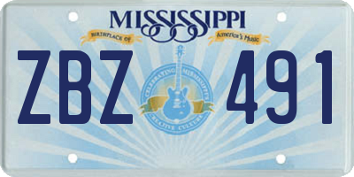 MS license plate ZBZ491