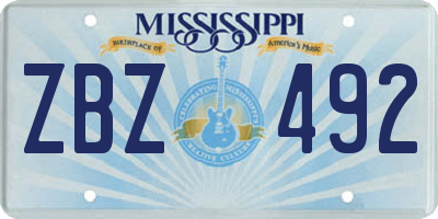 MS license plate ZBZ492
