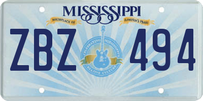 MS license plate ZBZ494