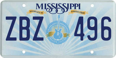 MS license plate ZBZ496