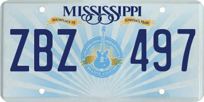 MS license plate ZBZ497