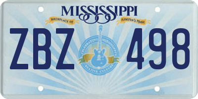MS license plate ZBZ498