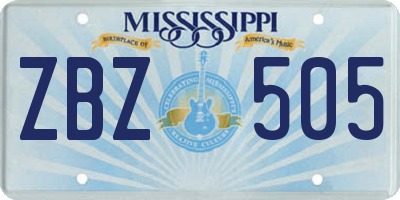 MS license plate ZBZ505