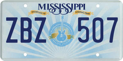 MS license plate ZBZ507