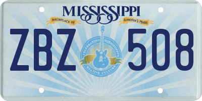 MS license plate ZBZ508