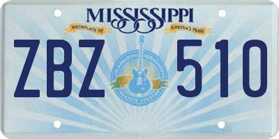 MS license plate ZBZ510