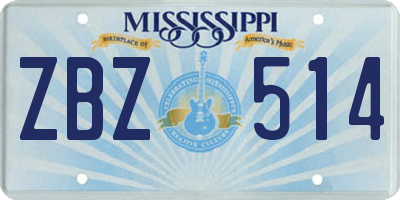 MS license plate ZBZ514