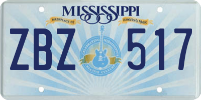 MS license plate ZBZ517