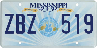 MS license plate ZBZ519