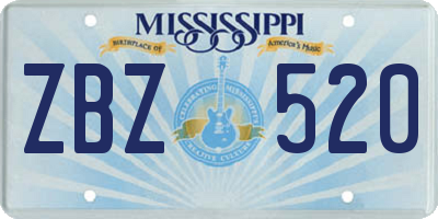 MS license plate ZBZ520