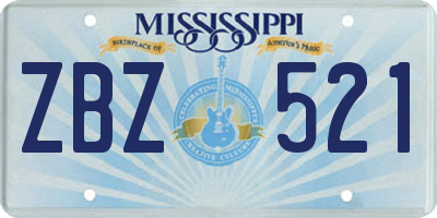 MS license plate ZBZ521