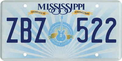 MS license plate ZBZ522