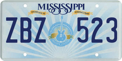 MS license plate ZBZ523