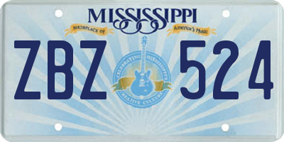 MS license plate ZBZ524