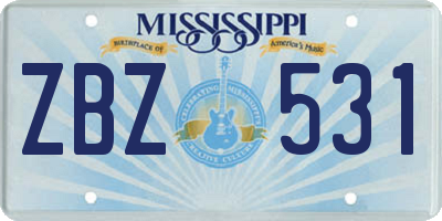 MS license plate ZBZ531
