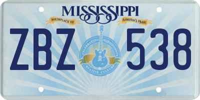 MS license plate ZBZ538