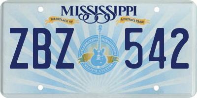 MS license plate ZBZ542