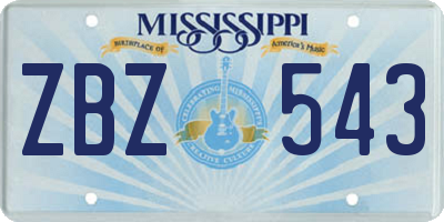 MS license plate ZBZ543