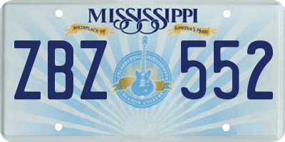 MS license plate ZBZ552