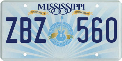 MS license plate ZBZ560