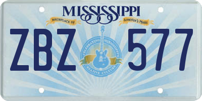 MS license plate ZBZ577