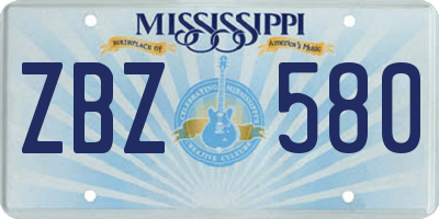 MS license plate ZBZ580