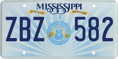 MS license plate ZBZ582