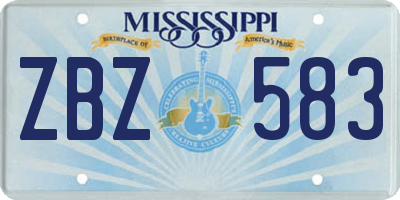 MS license plate ZBZ583