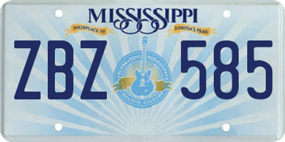 MS license plate ZBZ585