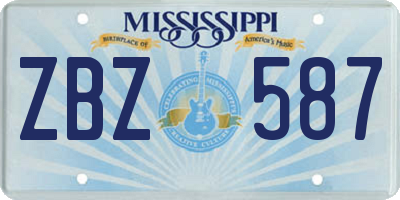 MS license plate ZBZ587
