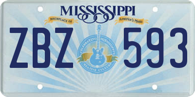 MS license plate ZBZ593