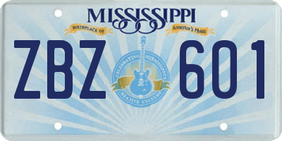MS license plate ZBZ601