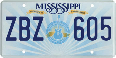 MS license plate ZBZ605