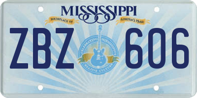 MS license plate ZBZ606