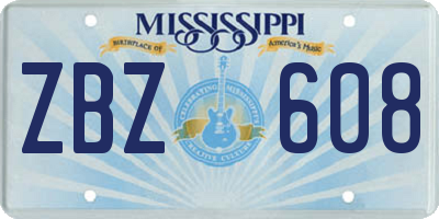 MS license plate ZBZ608