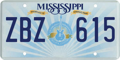 MS license plate ZBZ615