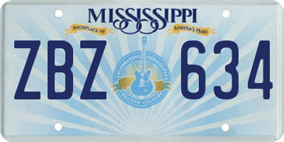 MS license plate ZBZ634
