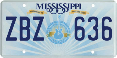 MS license plate ZBZ636