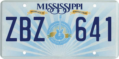 MS license plate ZBZ641