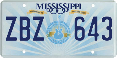 MS license plate ZBZ643
