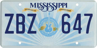 MS license plate ZBZ647