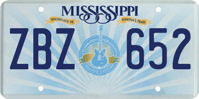 MS license plate ZBZ652