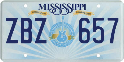 MS license plate ZBZ657