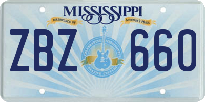 MS license plate ZBZ660
