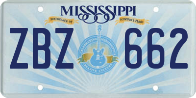MS license plate ZBZ662
