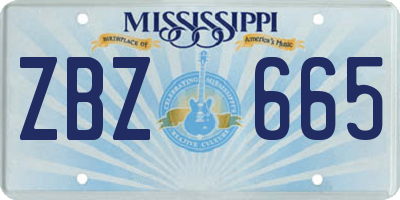 MS license plate ZBZ665