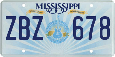 MS license plate ZBZ678