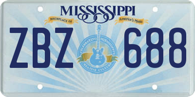 MS license plate ZBZ688