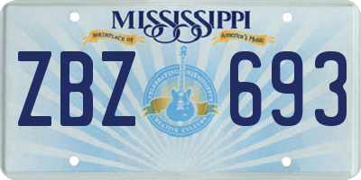 MS license plate ZBZ693