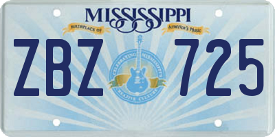 MS license plate ZBZ725